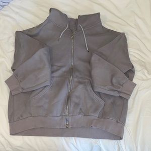 Gray Hooded Zip-Up